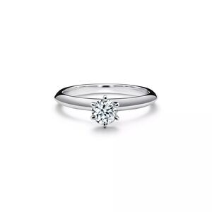 Tiffany & Co. Platinum Diamond Solitaire Ring - 0.23 Ct. Certificate & Box Sz. 5